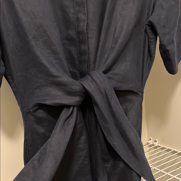 Blue Tie Front Shirt Dress - Picture 9 of 10